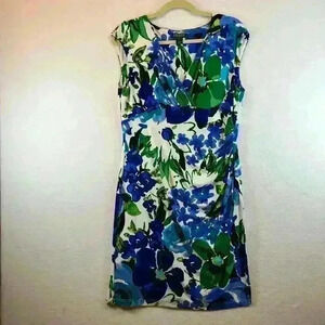 Lauren Ralph Lauren Dress Blue/Green Women’s Size 14  Cap Sleeves